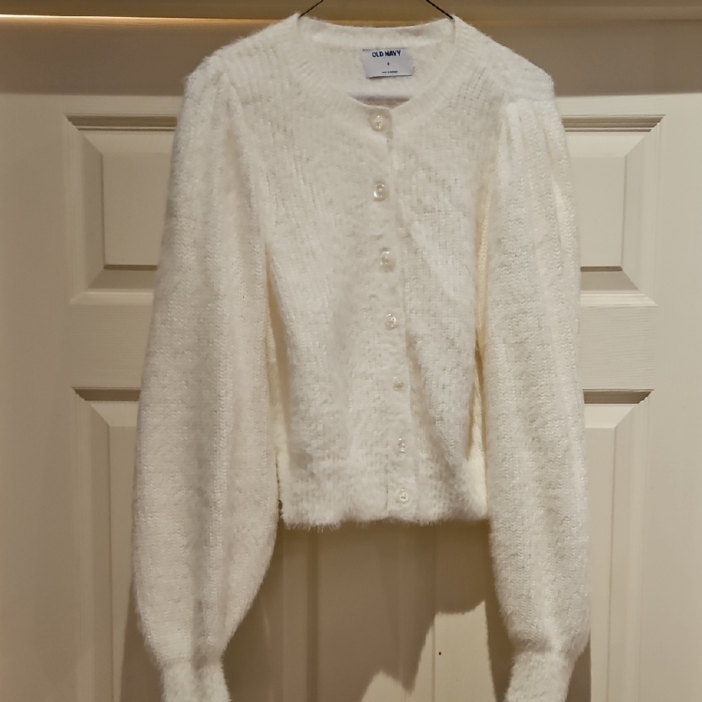 Ivory Textured Knit Cardigan